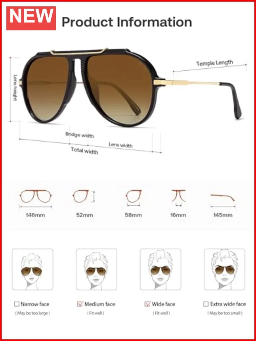 Retro Oversized Aviator Sunglasses for Women Men Trendy Vintage Square Sun